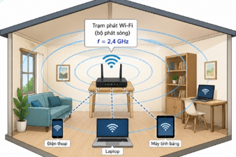 Một trạm phát sóng Wi-Fi trong nhà hoạt động ở băng tần 2,4 GHz. (ảnh 1)