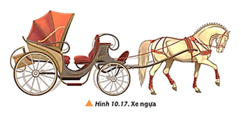 Xét trường hợp con ngựa kéo xe như Hình 10.17. Khi ngựa tác dụng một lực kéo lên xe, theo định luật III Newton sẽ xuất hiện một phản lực có cùng độ lớn nhưng ngược hướng so với lực kéo (ảnh 1)