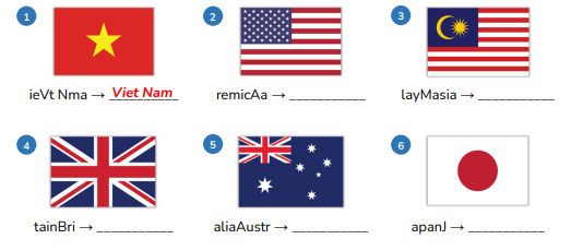 Exercise 1. Unscramble the letters. (ảnh 1)