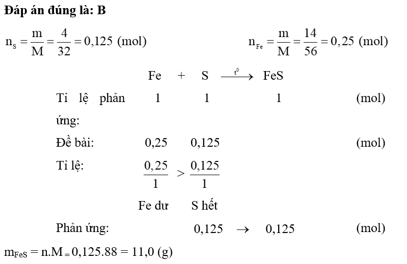 Trộn 4 gam bột sulfur với 14 gam bột sắt rồi nung nóng trong điều kiện không có không (ảnh 1)