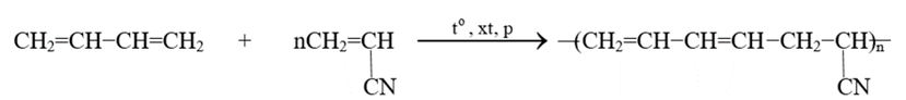 Cao su được sản xuất từ sản phẩm trùng hợp của buta-1,3-diene với CN−CH=CH2 có tên gọi thông thường là (ảnh 1)
