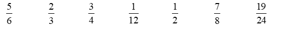 Khoanh tròn vào phân số: a) Lớn hơn  1/2:    b) Bé hơn 3/4 : (ảnh 1)