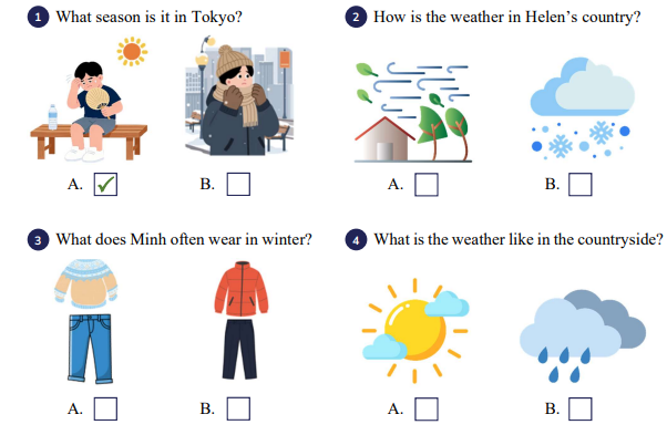 Listen and tick (v). 🎧 What season is it in Tokyo? (ảnh 1)
