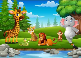 Kể tên các con vật xuất hiện trong bức tranh dưới đây: (ảnh 1)
