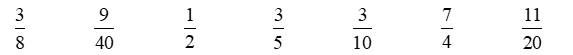 Khoanh tròn vào phân số: a) Lớn hơn  1/2:    b) Bé hơn 3/4 : (ảnh 2)