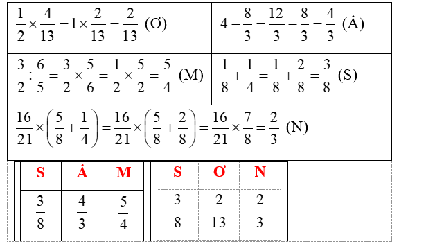 Tính rồi viết chữ thích hợp vào ô trống để giải ô chữ (ảnh 2)