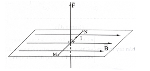 Một đoạn dây dẫn dài 20 cm, có dòng điện 0,5 A chạy qua đặt trong từ trường đều có B = 0,02 T (ảnh 1)