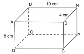 a) Điền vào chỗ trống thích hợp: AB = CD = ….. = ….. = ….. cm AM = BN = ….. = ….. = …... cm AD = BC = ….. = ….. = …... cm b) Tính diện tích mặt đáy ABMN, CDQP và diện tích mặt bên MNPQ. (ảnh 1)