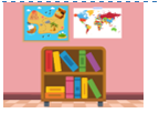 Mike: Where are the maps? Chi: They’re ______ the bookcase. (ảnh 1)