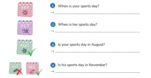 Look and answer the questions. When is your sports day?  → _______________________________________________ (ảnh 1)