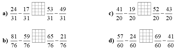 Điền dấu >, <, = thích hợp vào ô trống (ảnh 1)