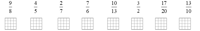 a) Điền dấu X  thích hợp vào ô trống dưới phân số bé hơn 1. (ảnh 4)