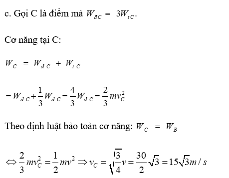 Một vật được ném thẳng đứng lên cao với vận tốc là 20 m/s từ độ cao h so với mặt đất. Khi chạm đất vận tốc của vật là 30 m/s (ảnh 3)