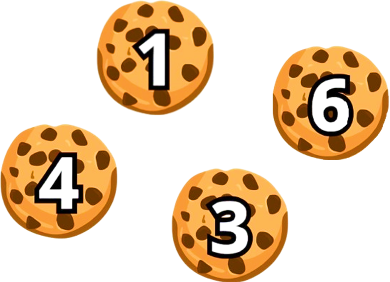 Có 4 chiếc bánh quy được ghi các số: 1, 3, 4, 6. Chiếc bánh quy nào ghi số lớn nhất?  (ảnh 1)