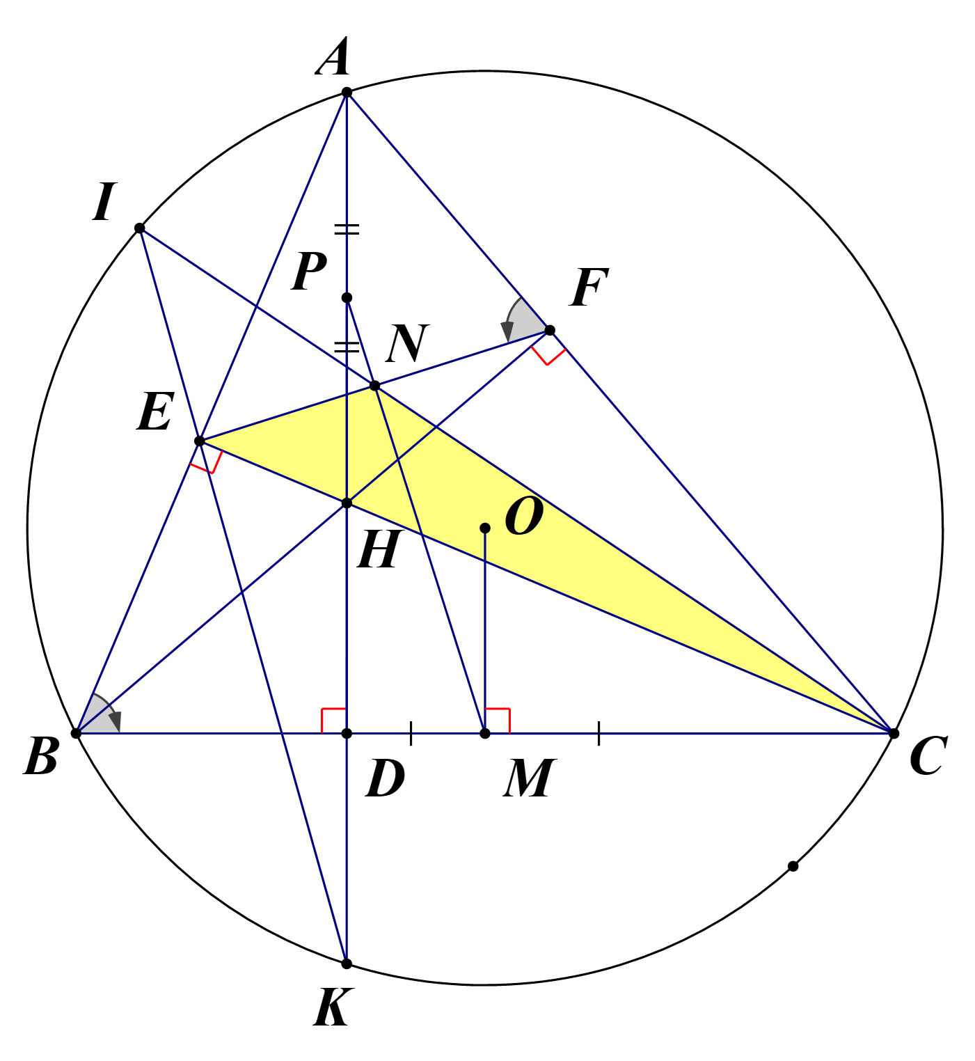 Vậy \(M,\,N,\,P\) thẳng h&agrave;ng. (ảnh 1)