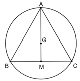 Cho tam giác ABC đều có G là trọng tâm của tam giác đó và M là trung điểm của BC. Biết rằng AM = 9 cm, bán kính của đường tròn đi qua ba điểm A, B, C bằng (ảnh 1)