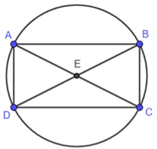 Cho hình chữ nhật ABCD có AC = 4 cm. Bán kính của đường tròn đi qua 4 điểm A, B, C, D bằng (ảnh 1)