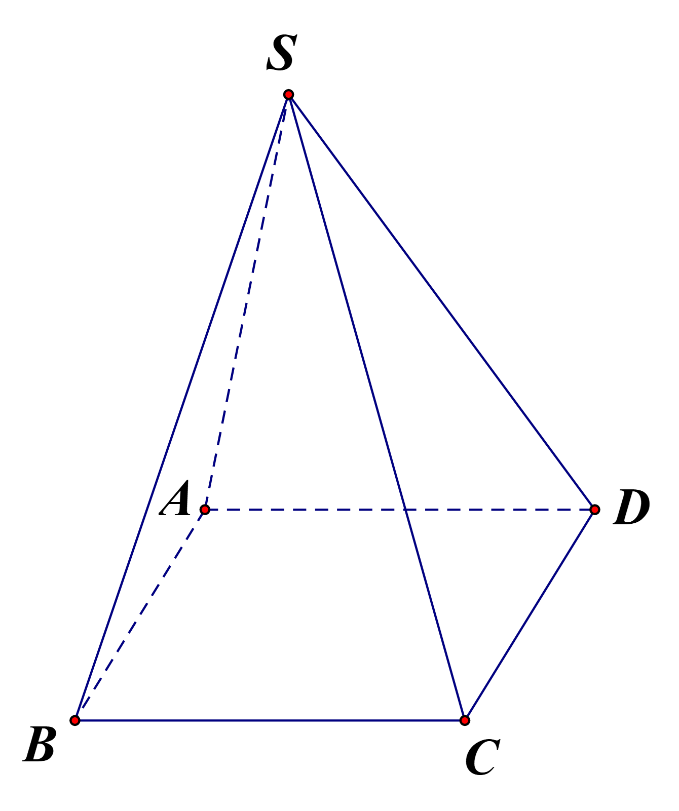 Cho hình chóp tứ giác đều S.ABCD. (ảnh 1)