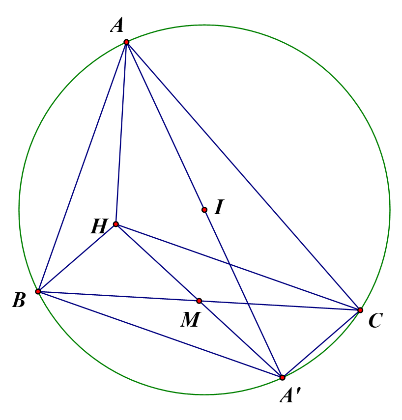 nội tiếp đường tr&ograve;n t&acirc;m I(2;3;-4) (ảnh 1)