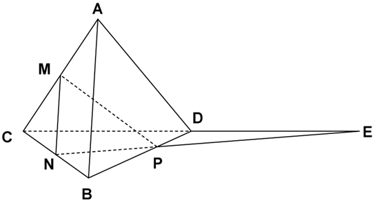 Chọn A    Do \[BP = 2PD\] n&ecirc;n trong mặt phẳng \(\left( {BCD} \right)\): \(CD\) cắt \(NP\) tại \(E\).  Suy ra: \(CD \cap \left( {MNP} \right) = E.\) (ảnh 1)