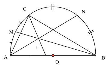 a) Ta c&oacute;: \[\widehat {ACM} = 90^\circ \] (g&oacute;c nội t (ảnh 1)