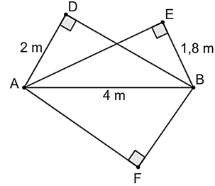 Cho hình vẽ: Đường tròn đi qua 5 điểm A, B, D, E, F có bán kính bằng bao nhiêu mét? (ảnh 1)