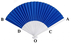 Hình vẽ dưới đây là chiếc quạt có dạng một hình quạt tròn tâm O, cung AB bán kính OA = OB = 12 cm. Giấy được dán trong phần giới hạn bởi cung AB, cung CD hai đoạn thẳng AC và BD với OC = OD = 6 cm.  (ảnh 1)