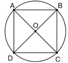 Cho hình vuông ABCD có độ dài cạnh bằng 2 căn 2 m. Hỏi bán kính đường tròn đi qua A, B, C, D bằng bao nhiêu mét? (ảnh 1)