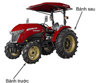 Một máy kéo nông nghiệp có đường kính bánh xe sau là 120 cm và đường kính bánh xe trước là 80 cm. Hỏi khi bánh xe trước lăn được 600 vòng thì bánh xe sau lăn được bao nhiêu vòng? (ảnh 1)