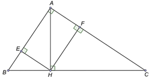 Cho tam gi&aacute;c ABC vu&ocirc;ng tại A (AB < AC), c&oacute; đường cao AH. Biết HB = 9 cm, HC = 16 cm. Gọi E, F lần lượt l&agrave; h&igrave;nh chiếu của H tr&ecirc;n AB v&agrave; AC. Khi đ&oacute;:  i) AH = 12 cm.  ii) AB = 15 cm. (ảnh 1)