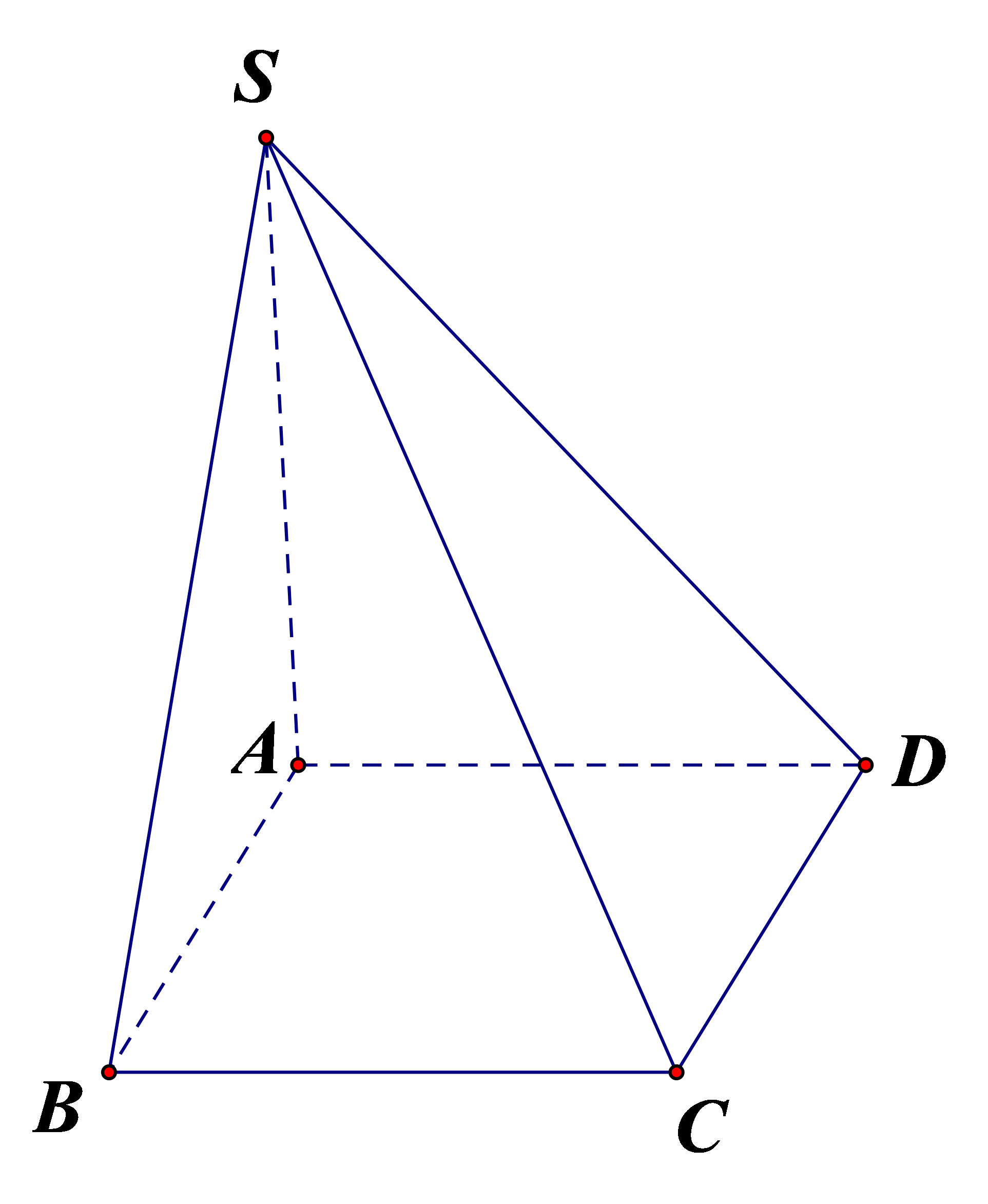 Cho h&igrave;nh ch&oacute;p S.ABCD c&oacute; đ&aacute;y l&agrave; h&igrave;nh vu&ocirc;ng cạnh 2, SA  (ABCD) v&agrave; SA = 2. T&iacute;nh \(\overrightarrow {BS}  \cdot \overrightarrow {CD} \). (ảnh 1)