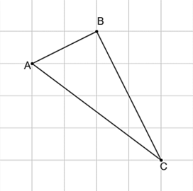 Cho hình vẽ:  Biết cạnh mỗi hình vuông trong lưới ô vuông có độ dài là 1 cm, khi đó: (ảnh 1)