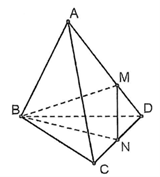 \left( {BMN} \right)\). Do đ&oacute; \(M\) l&agrave; điểm chung thứ hai.  Vậy giao tuyến của hai mặt phẳng \(\left( {BMN} \right)\) v&agrave; \(\left( {ABD} \right)\) l&agrave; đường thẳng \(BM\).  Chọn D. (ảnh 1)