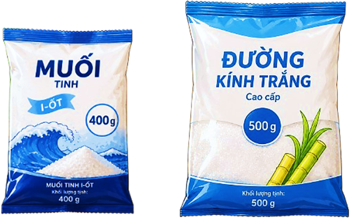 So sánh cân nặng của túi muối (400 g) và túi đường (500 g): (ảnh 1)