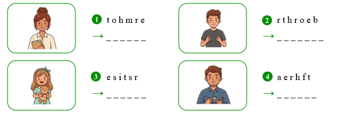 Reorder the letters. t o h m r e ⟶    _ _ _ _ _ _ (ảnh 1)