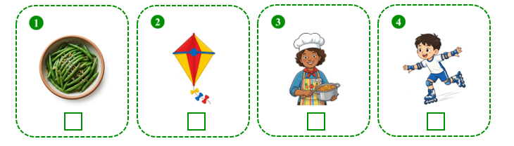 Listen and tick (v) or cross (x). (ảnh 1)