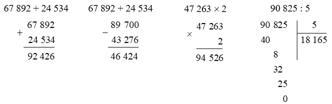 Đặt tính rồi tính 67 892 + 24 534 (ảnh 1)