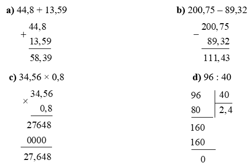 Đặt tính rồi tính: 44,8 + 13,59 (ảnh 1)