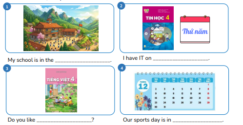Look, complete and read. My school is in the ____________________. (ảnh 1)