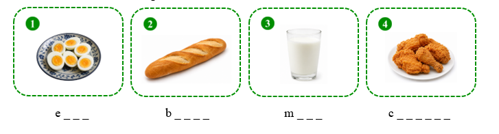 Look and complete the words. e _ _ _ (ảnh 1)