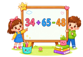 Kết quả của phép tính bên là: 34 + 65 - 48 (ảnh 1)