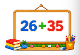 Kết quả của phép tính bên là: 26 + 35 (ảnh 1)