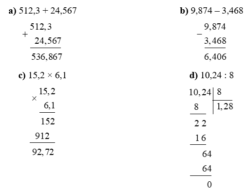 Đặt tính rồi tính: 512,3 + 24,567 (ảnh 1)