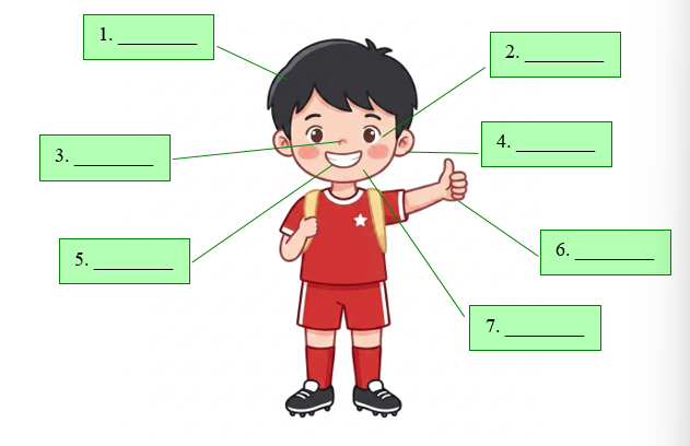  Look at the picture and write the body part (ảnh 1)