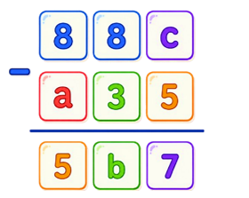 Số a, b, c thích hợp lần lượt là: (ảnh 1)