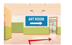 Listen and choose the correct answer. Where is the art room? (ảnh 1)