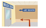 Listen and choose the correct answer. Where is the art room? (ảnh 2)