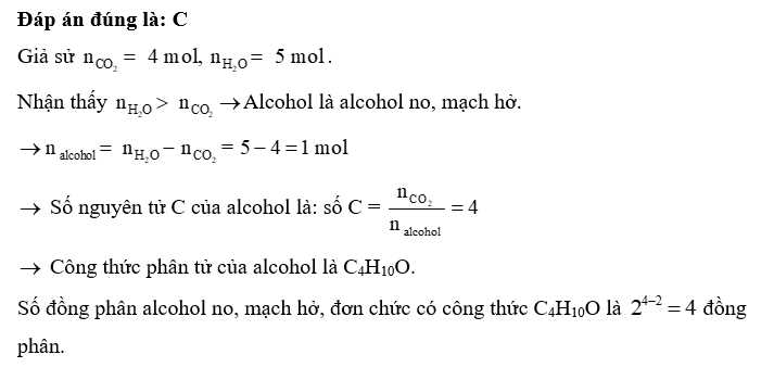 Đốt cháy một alcohol đơn chức, mạch hở X thu được CO2 và hơi nước theo tỉ lệ thể tích (ảnh 1)