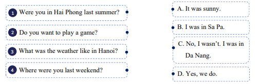 Read and match. Were you in Hai Phong last summer? (ảnh 1)