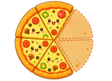 Phân số chỉ số miếng bánh pizza đã ăn so với tổng số miếng bánh là: (ảnh 1)